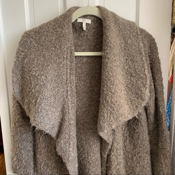 Joie Brown Wool Fuzzy Open Collar Cardigan - Picture 6 of 9